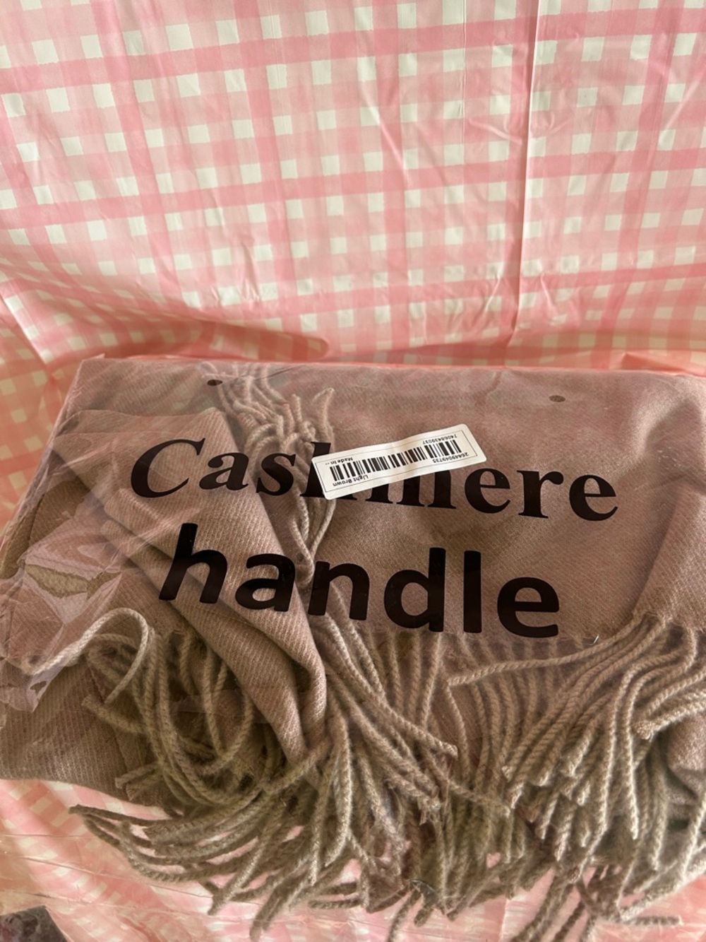 Cashmere-Feel Fringe Wrap Scarf - Pink
